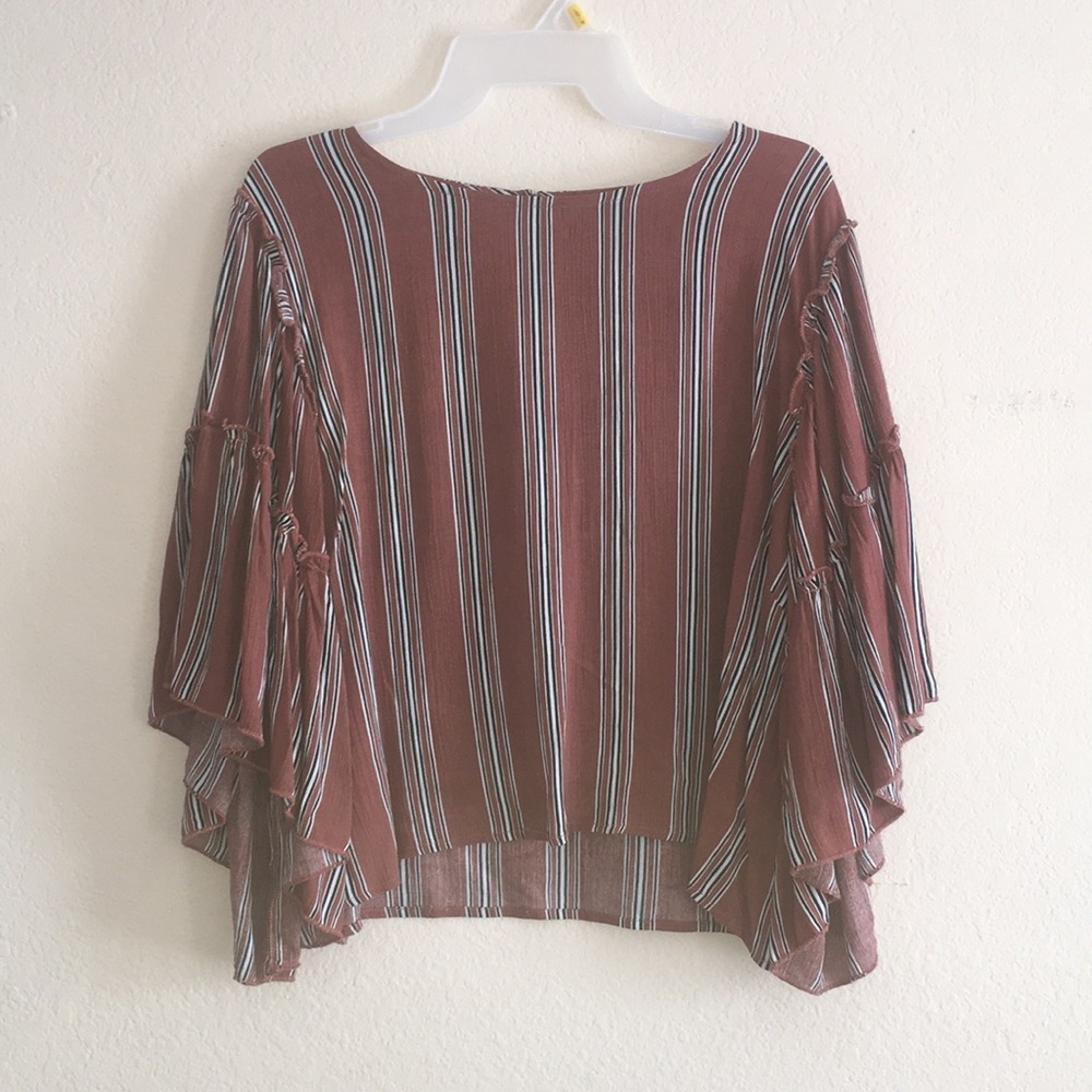 Women’s Striped Blouse-Bell Sleeves